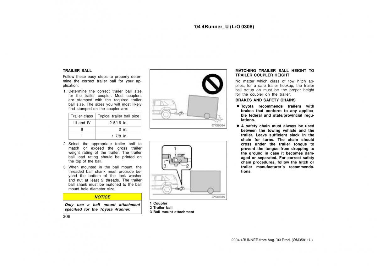 Toyota 4Runner 4 IV N210 owners manual / page 308