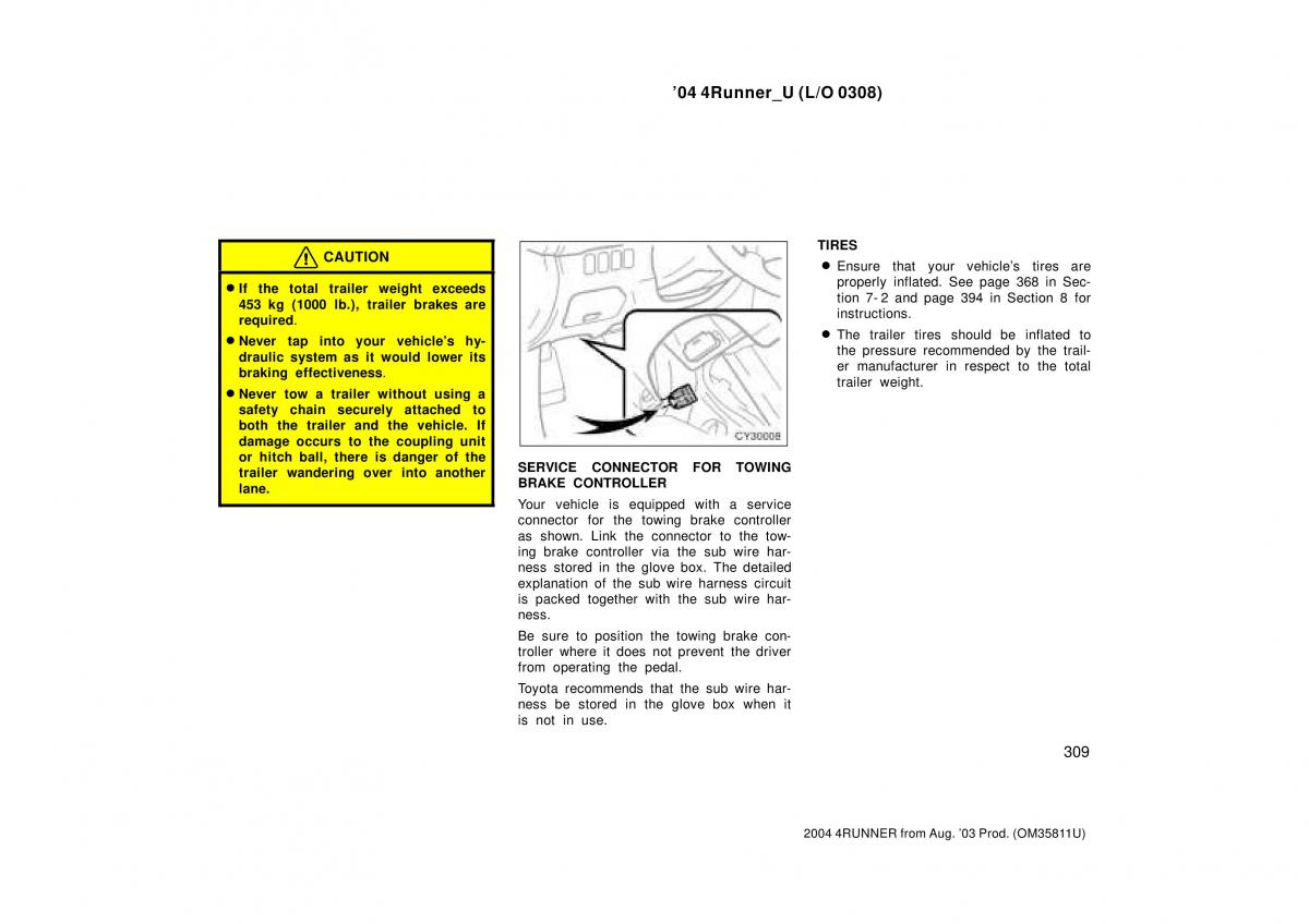 Toyota 4Runner 4 IV N210 owners manual / page 309