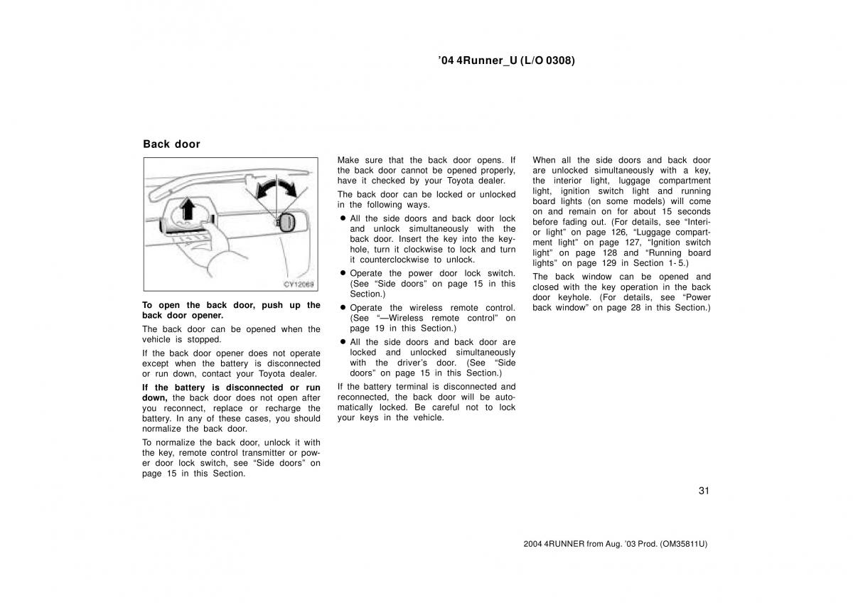 Toyota 4Runner 4 IV N210 owners manual / page 31