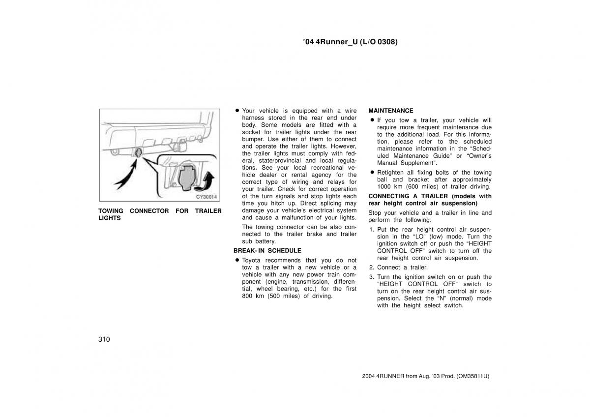 Toyota 4Runner 4 IV N210 owners manual / page 310