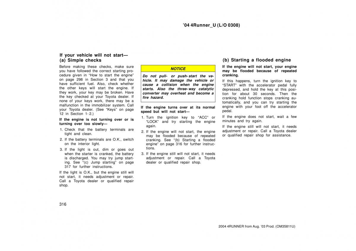 Toyota 4Runner 4 IV N210 owners manual / page 316