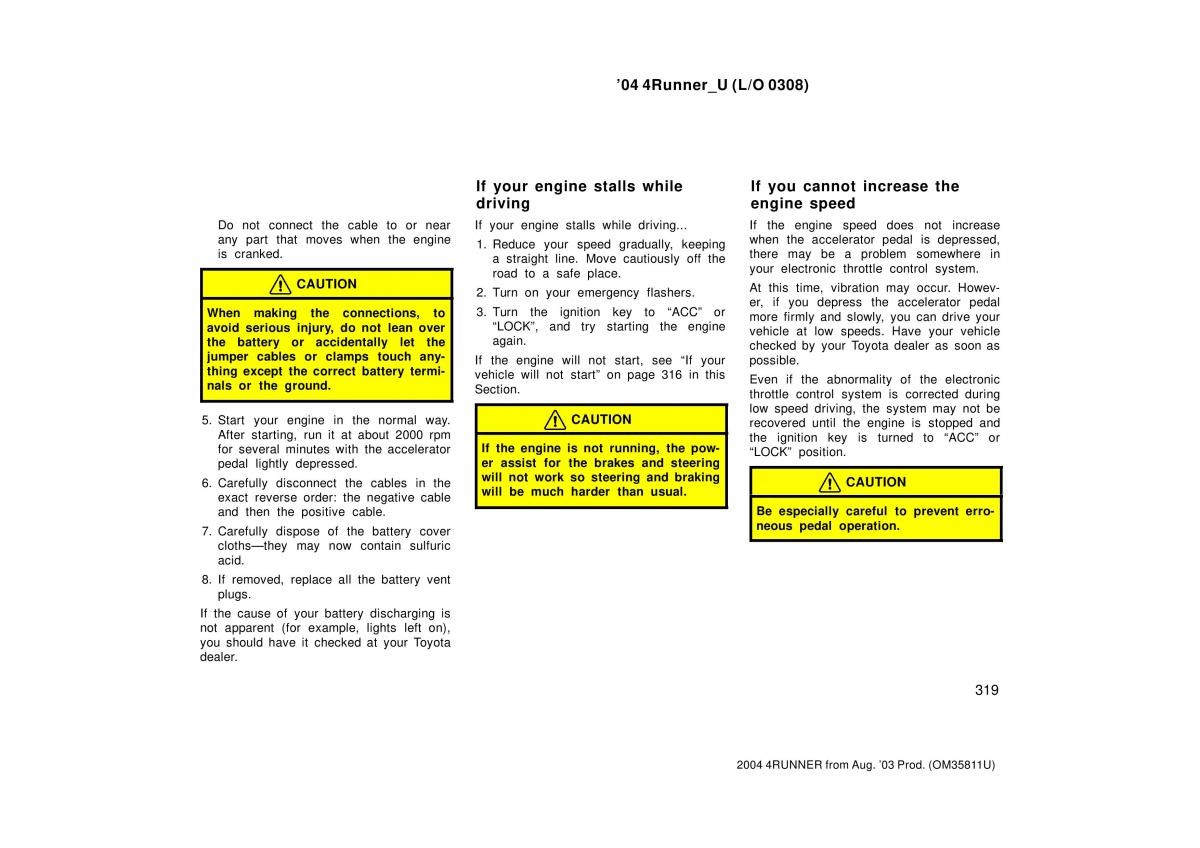 Toyota 4Runner 4 IV N210 owners manual / page 319