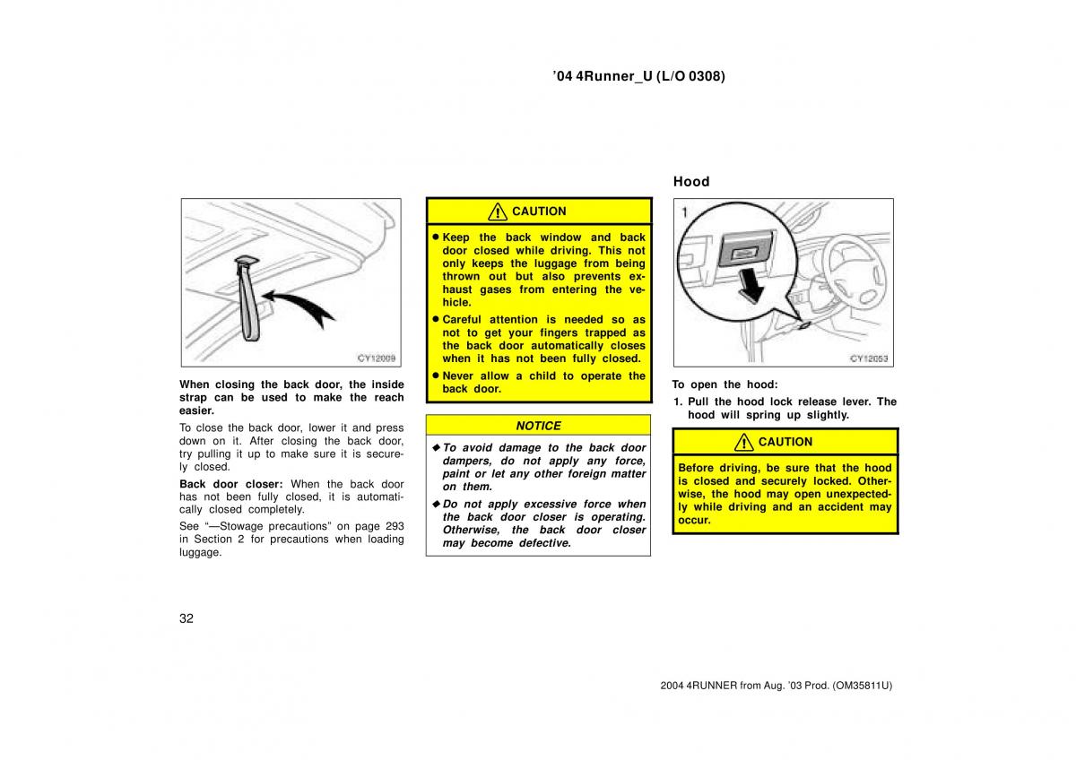 Toyota 4Runner 4 IV N210 owners manual / page 32