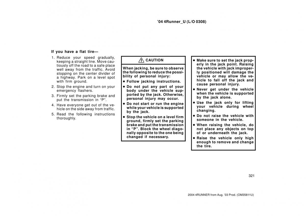 Toyota 4Runner 4 IV N210 owners manual / page 321