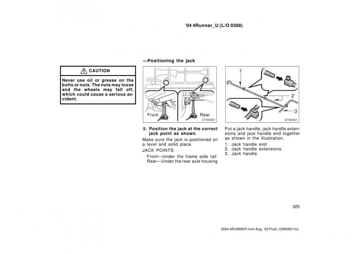 Toyota 4Runner 4 IV N210 owners manual / page 325