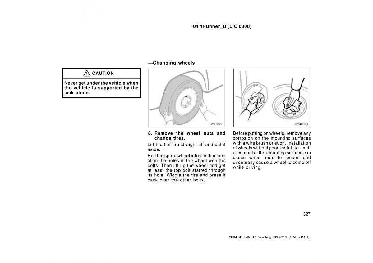 Toyota 4Runner 4 IV N210 owners manual / page 327