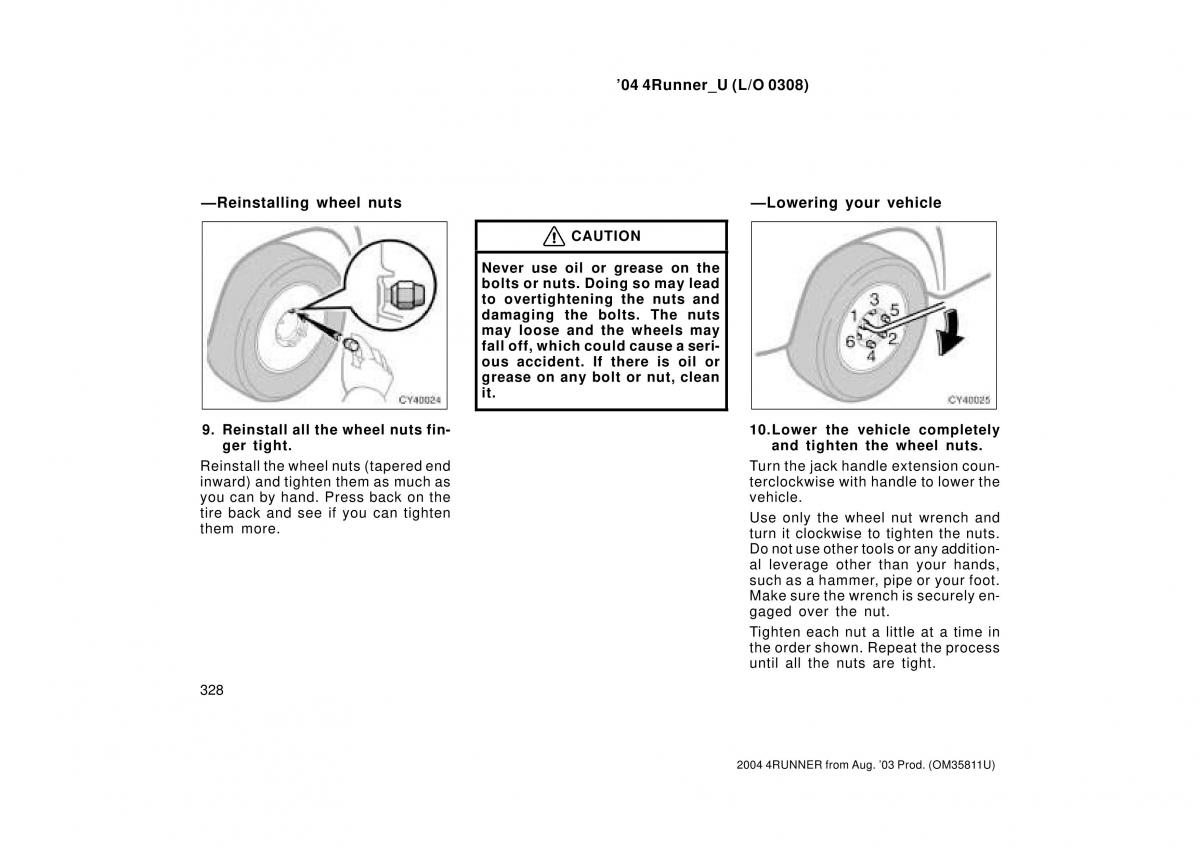 Toyota 4Runner 4 IV N210 owners manual / page 328