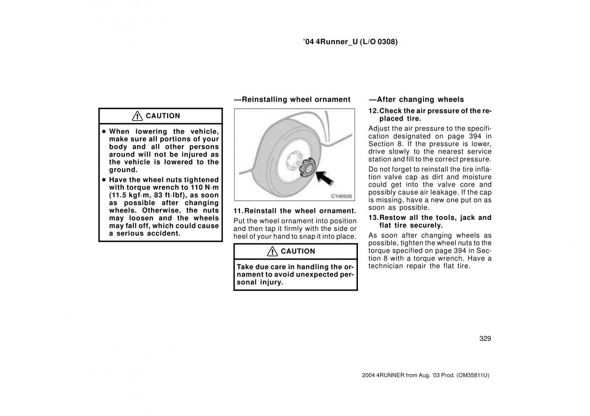 Toyota 4Runner 4 IV N210 owners manual / page 329