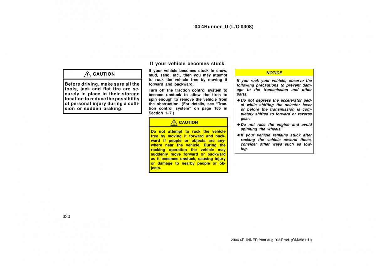 Toyota 4Runner 4 IV N210 owners manual / page 330