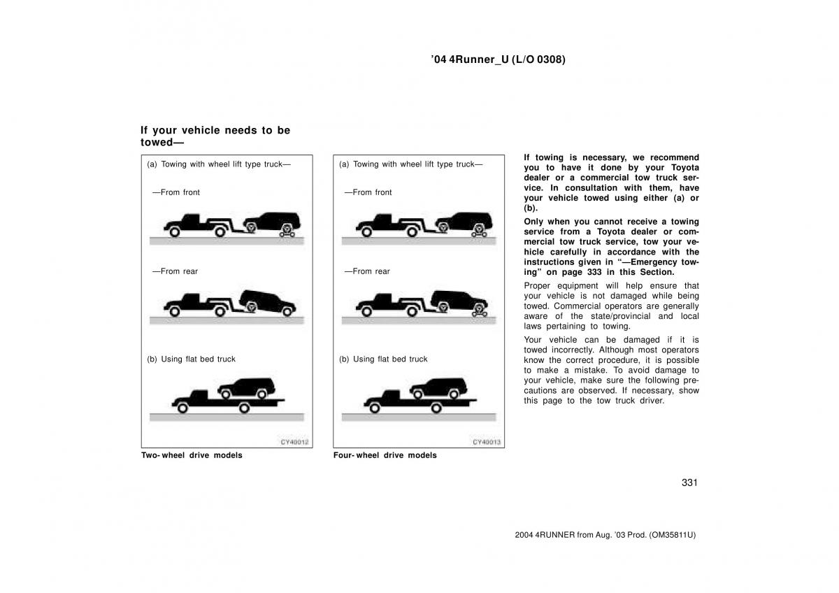 Toyota 4Runner 4 IV N210 owners manual / page 331