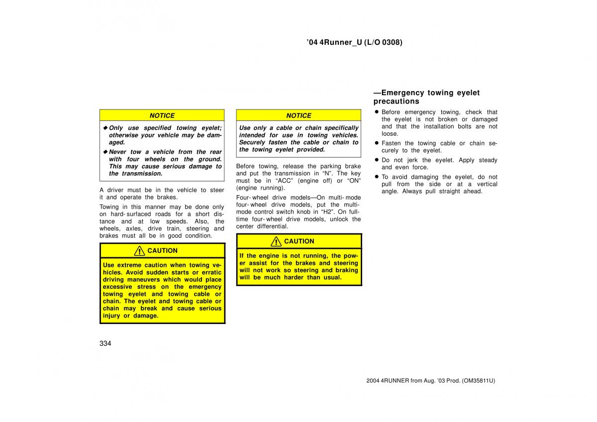 Toyota 4Runner 4 IV N210 owners manual / page 334