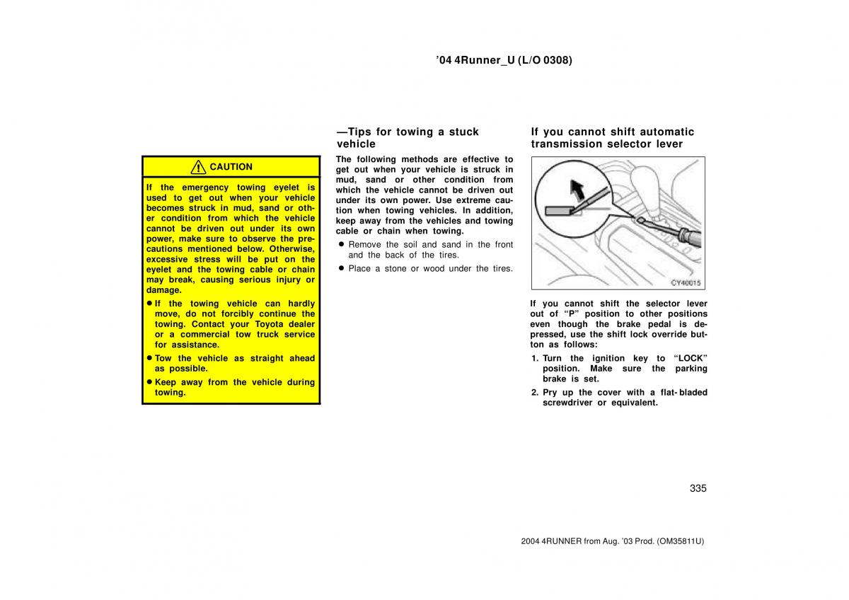 Toyota 4Runner 4 IV N210 owners manual / page 335