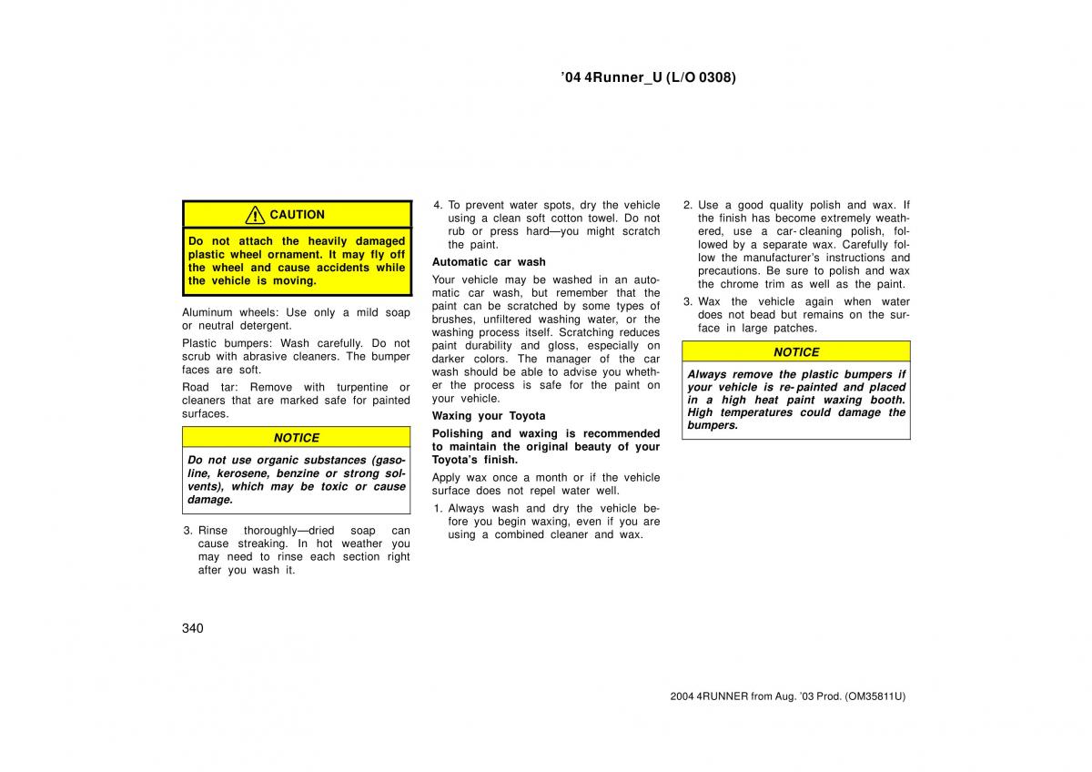 Toyota 4Runner 4 IV N210 owners manual / page 340