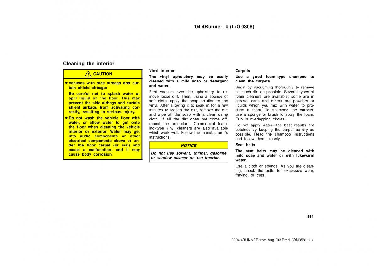 Toyota 4Runner 4 IV N210 owners manual / page 341