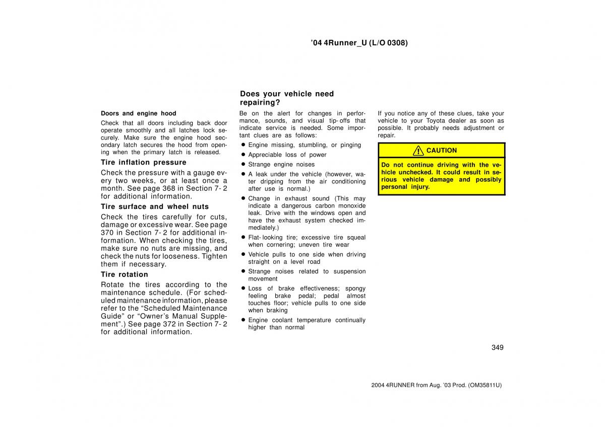 Toyota 4Runner 4 IV N210 owners manual / page 349