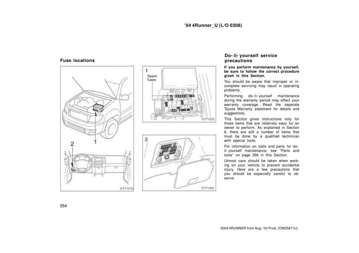 Toyota 4Runner 4 IV N210 owners manual / page 354