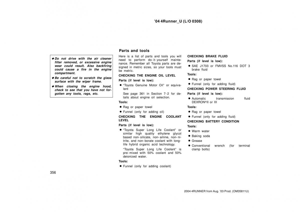 Toyota 4Runner 4 IV N210 owners manual / page 356