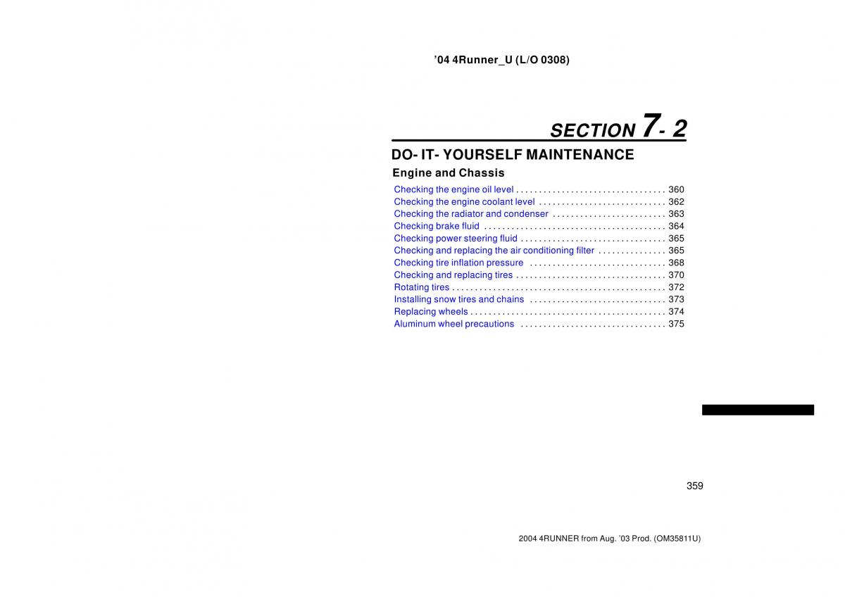 Toyota 4Runner 4 IV N210 owners manual / page 359