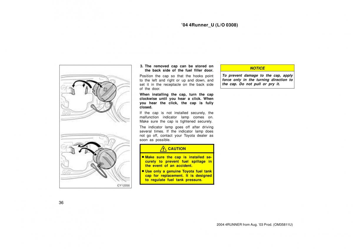 Toyota 4Runner 4 IV N210 owners manual / page 36