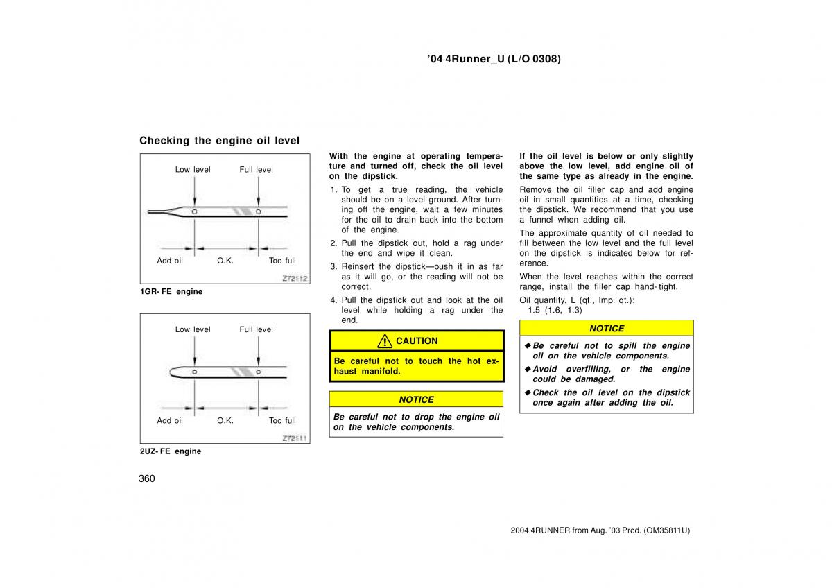 Toyota 4Runner 4 IV N210 owners manual / page 360