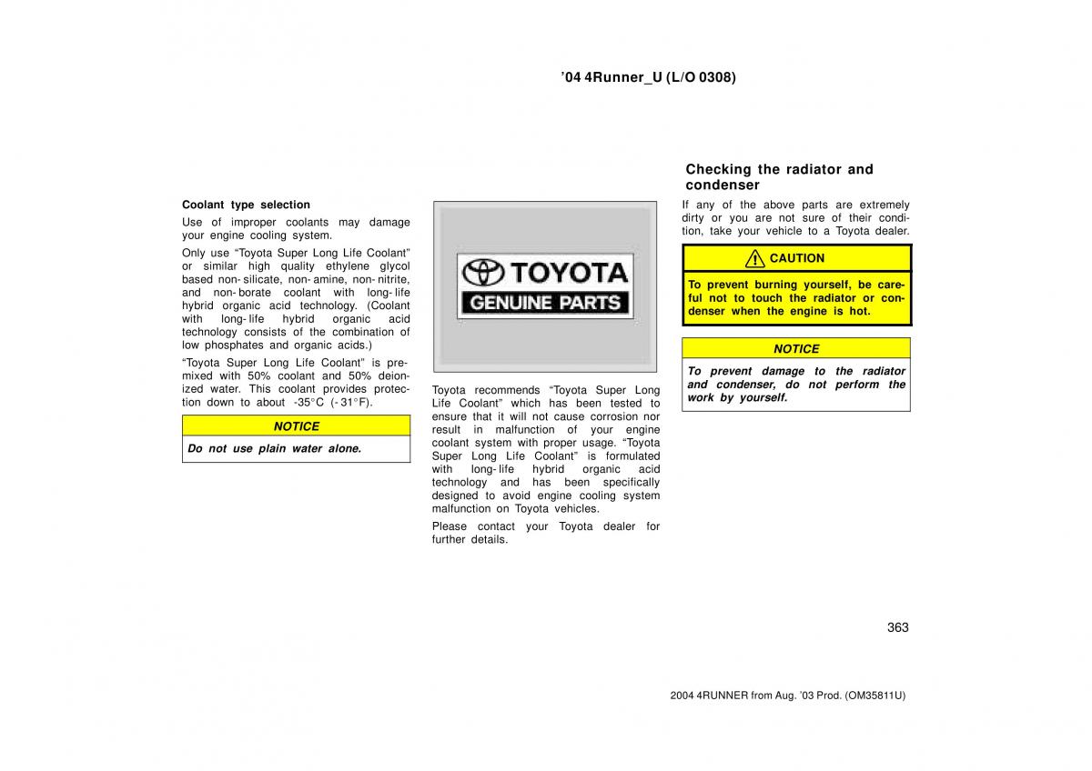 Toyota 4Runner 4 IV N210 owners manual / page 363