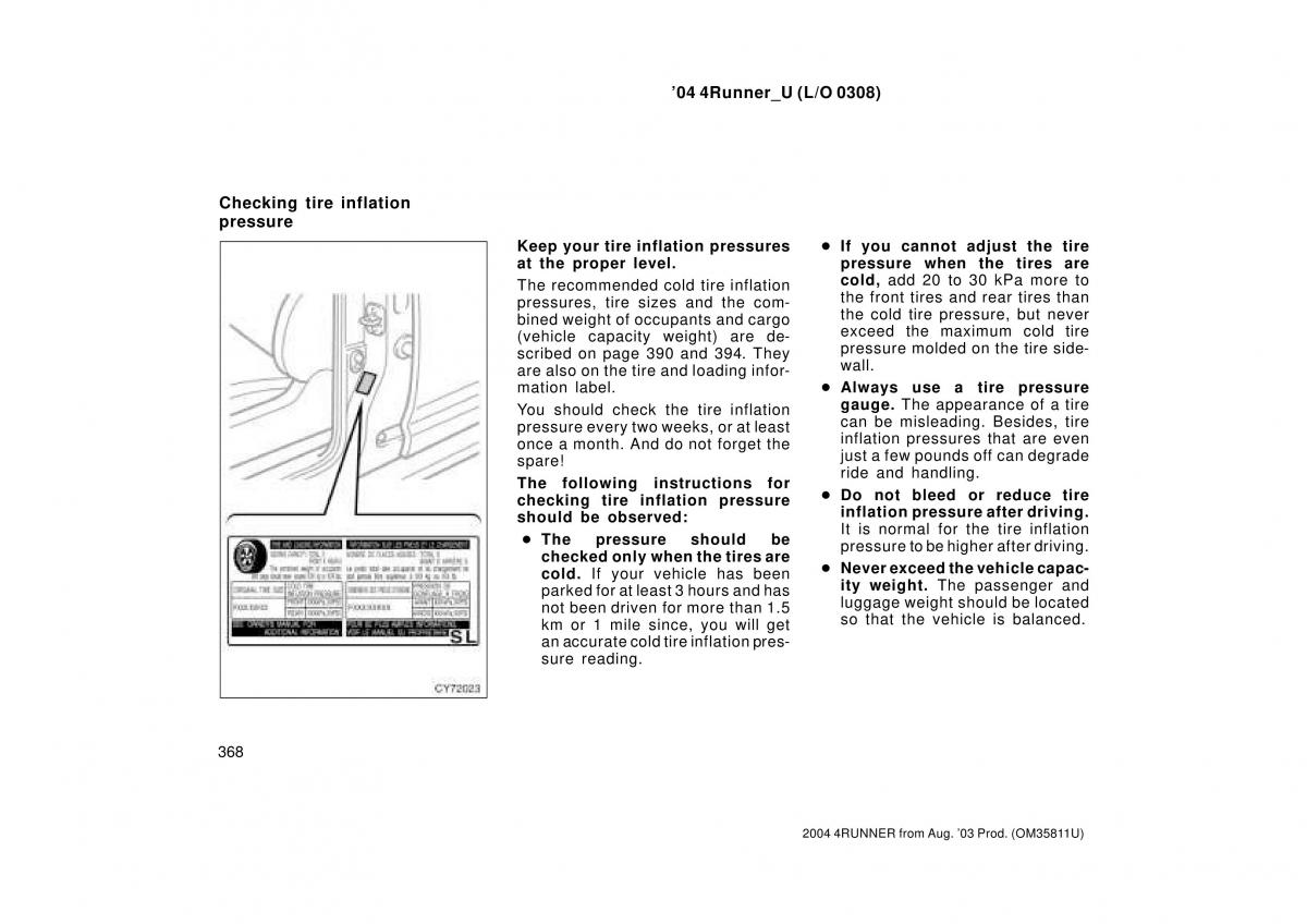 Toyota 4Runner 4 IV N210 owners manual / page 368