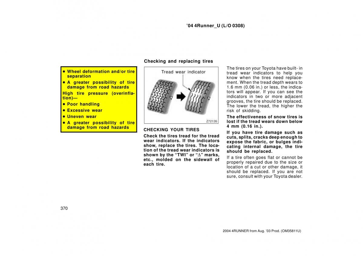 Toyota 4Runner 4 IV N210 owners manual / page 370