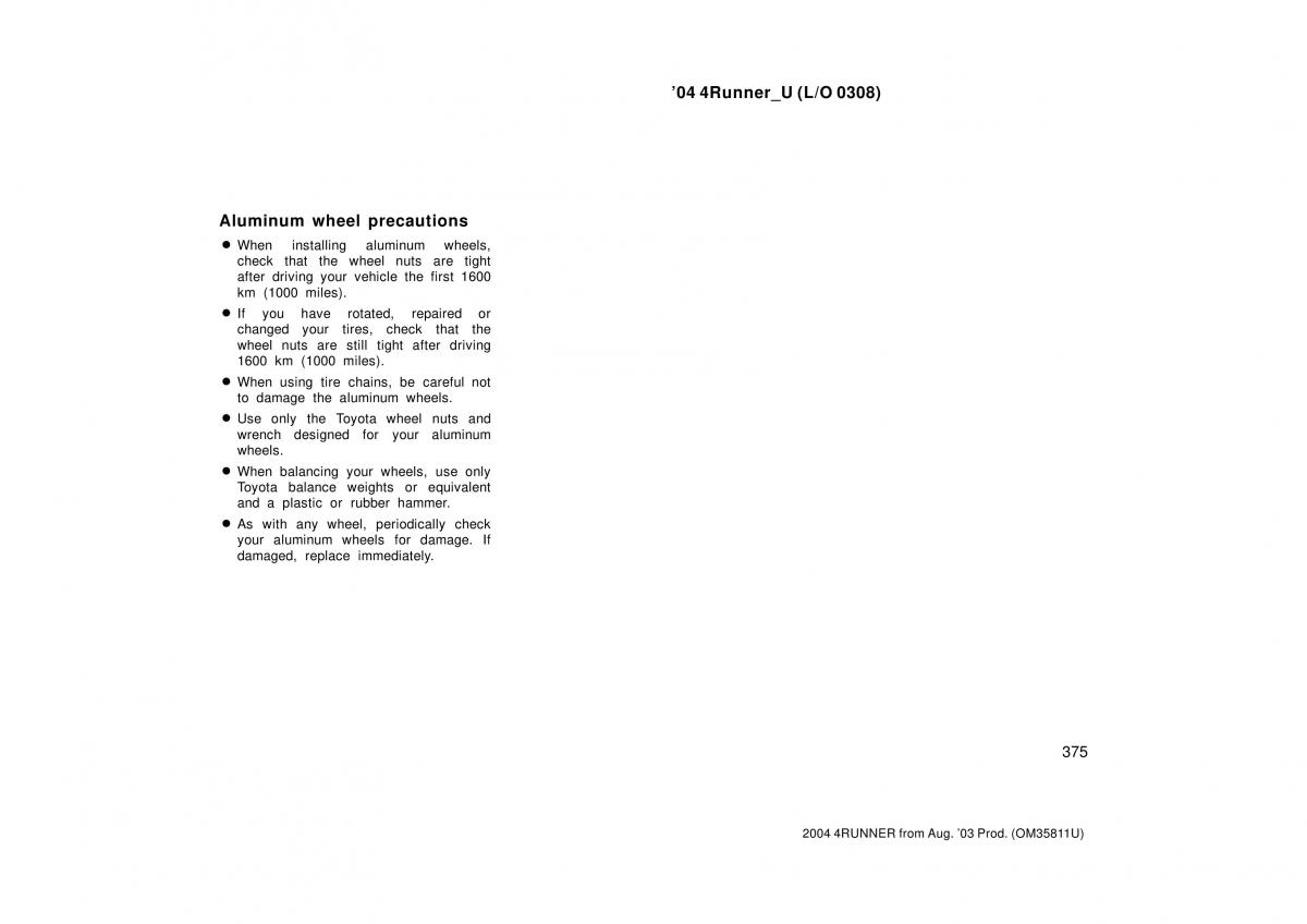 Toyota 4Runner 4 IV N210 owners manual / page 375