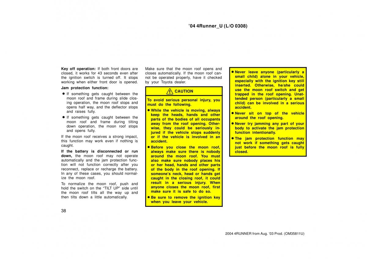 Toyota 4Runner 4 IV N210 owners manual / page 38