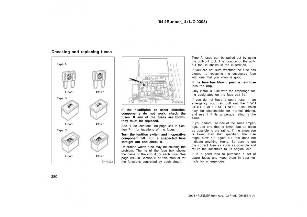 Toyota 4Runner 4 IV N210 owners manual / page 380