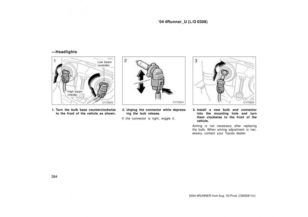 Toyota 4Runner 4 IV N210 owners manual / page 384