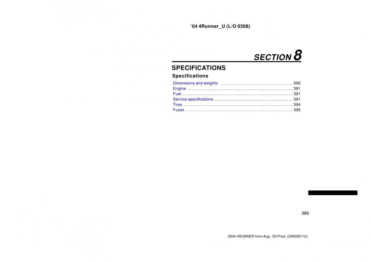 Toyota 4Runner 4 IV N210 owners manual / page 389