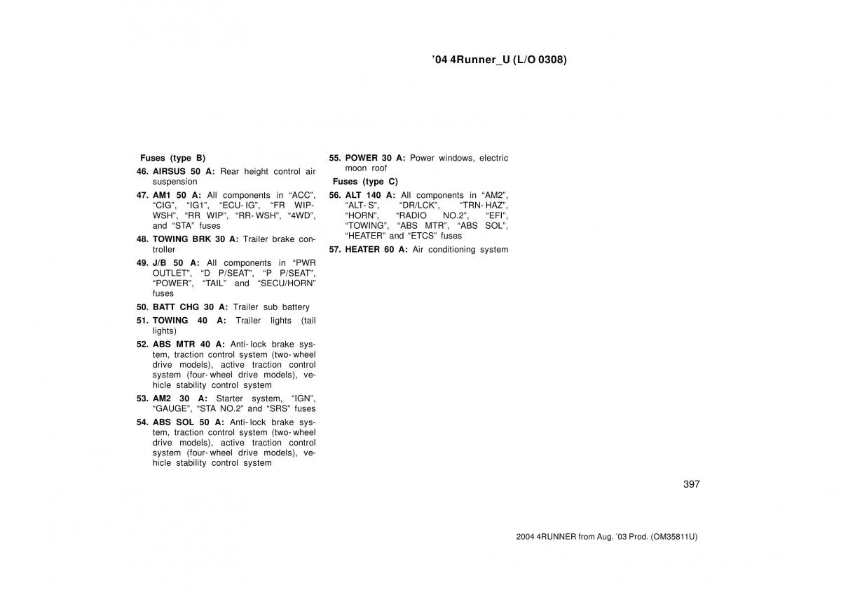 Toyota 4Runner 4 IV N210 owners manual / page 397