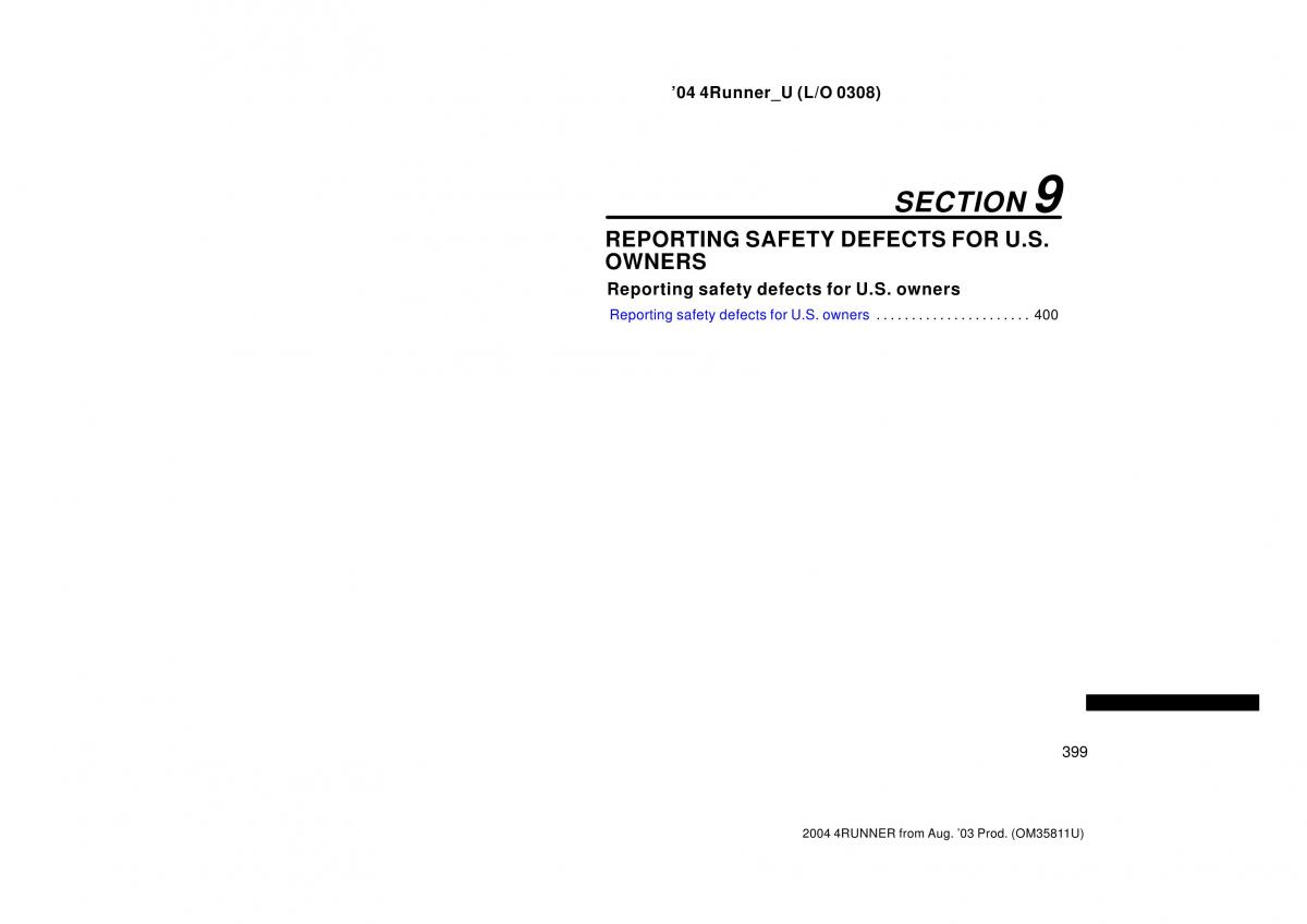 Toyota 4Runner 4 IV N210 owners manual / page 399