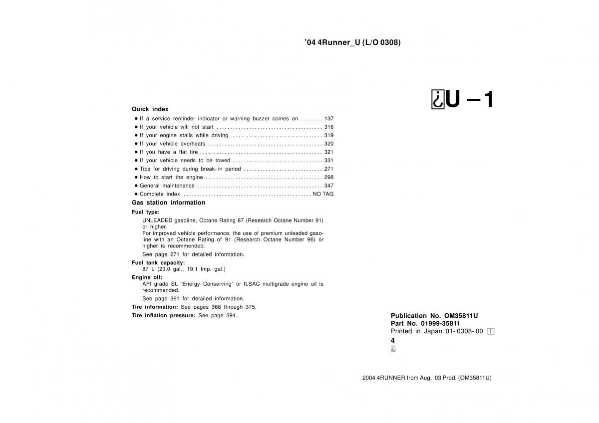 Toyota 4Runner 4 IV N210 owners manual / page 408