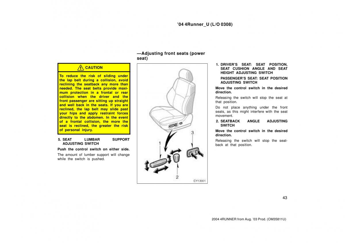 Toyota 4Runner 4 IV N210 owners manual / page 43