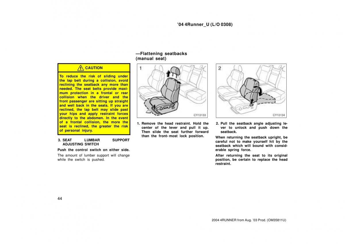 Toyota 4Runner 4 IV N210 owners manual / page 44