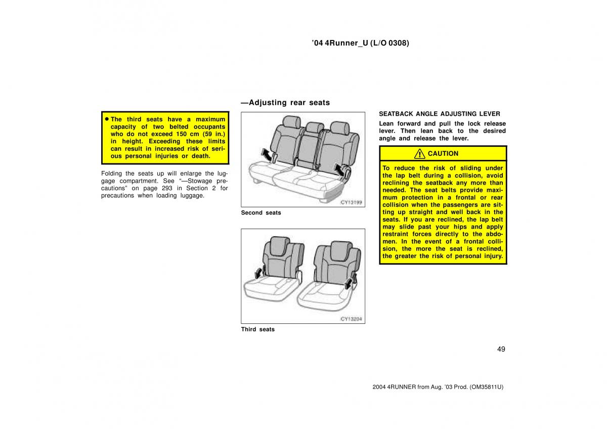 Toyota 4Runner 4 IV N210 owners manual / page 49