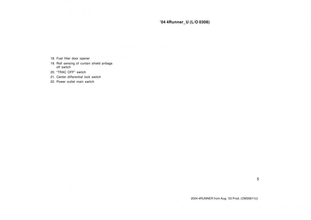 Toyota 4Runner 4 IV N210 owners manual / page 5