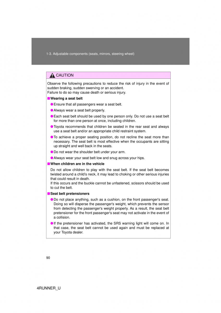 Toyota 4Runner 5 V N280 owners manual / page 60