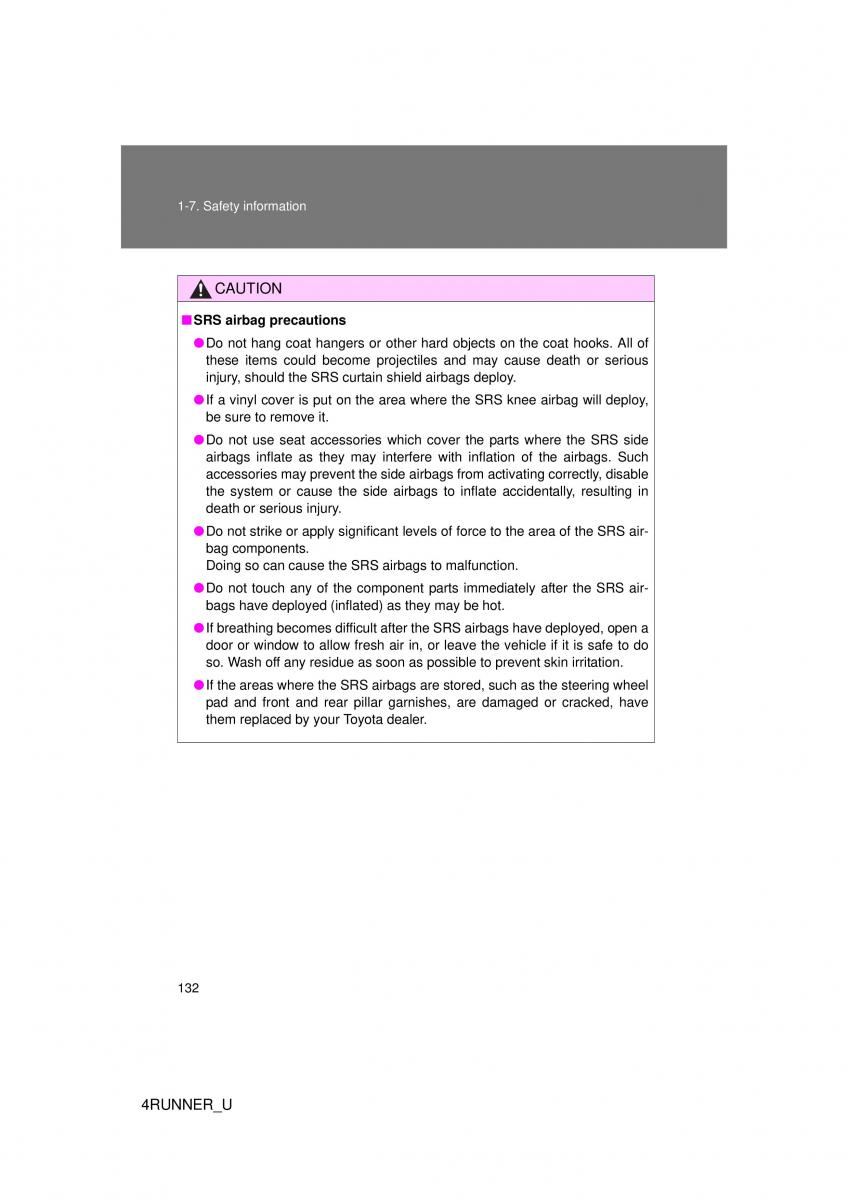 Toyota 4Runner 5 V N280 owners manual / page 102