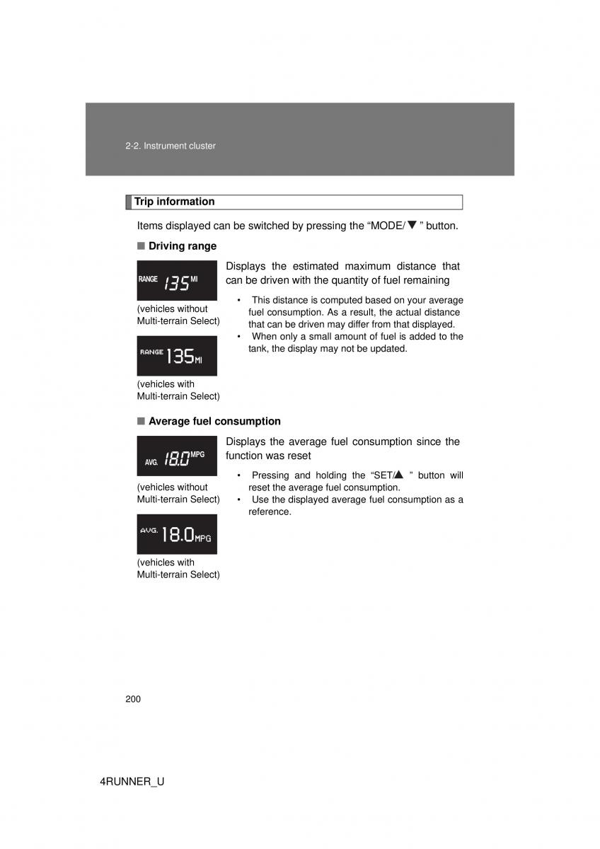 Toyota 4Runner 5 V N280 owners manual / page 169