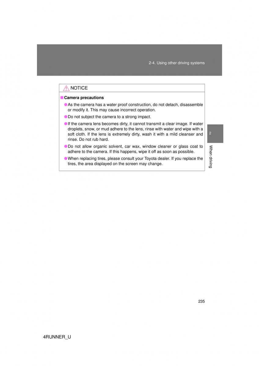 Toyota 4Runner 5 V N280 owners manual / page 204