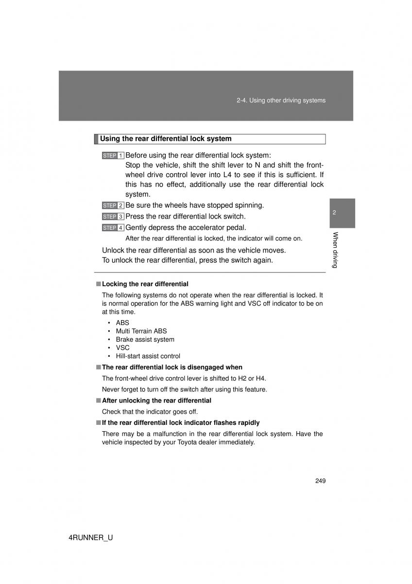 Toyota 4Runner 5 V N280 owners manual / page 218