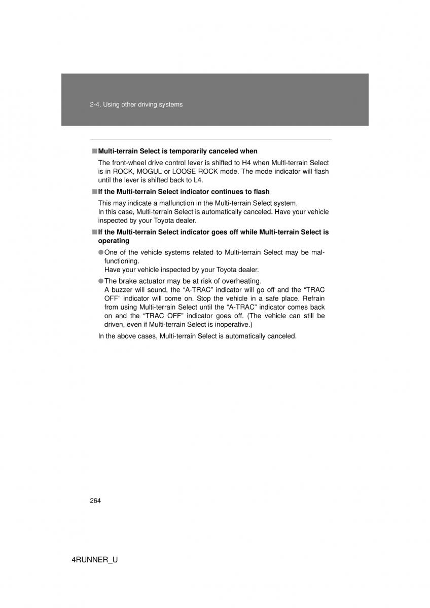 Toyota 4Runner 5 V N280 owners manual / page 233