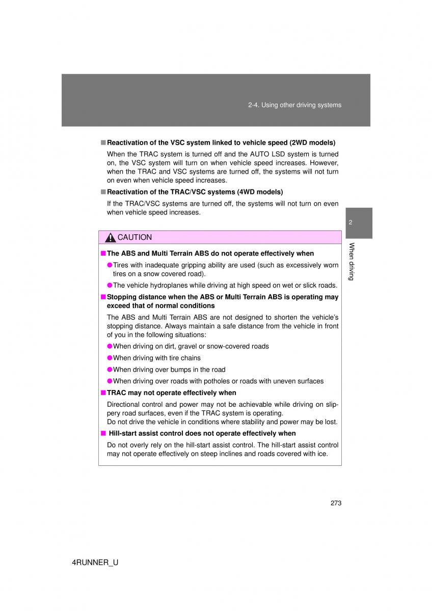 Toyota 4Runner 5 V N280 owners manual / page 242