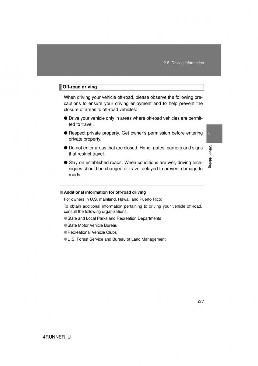 Toyota 4Runner 5 V N280 owners manual / page 246