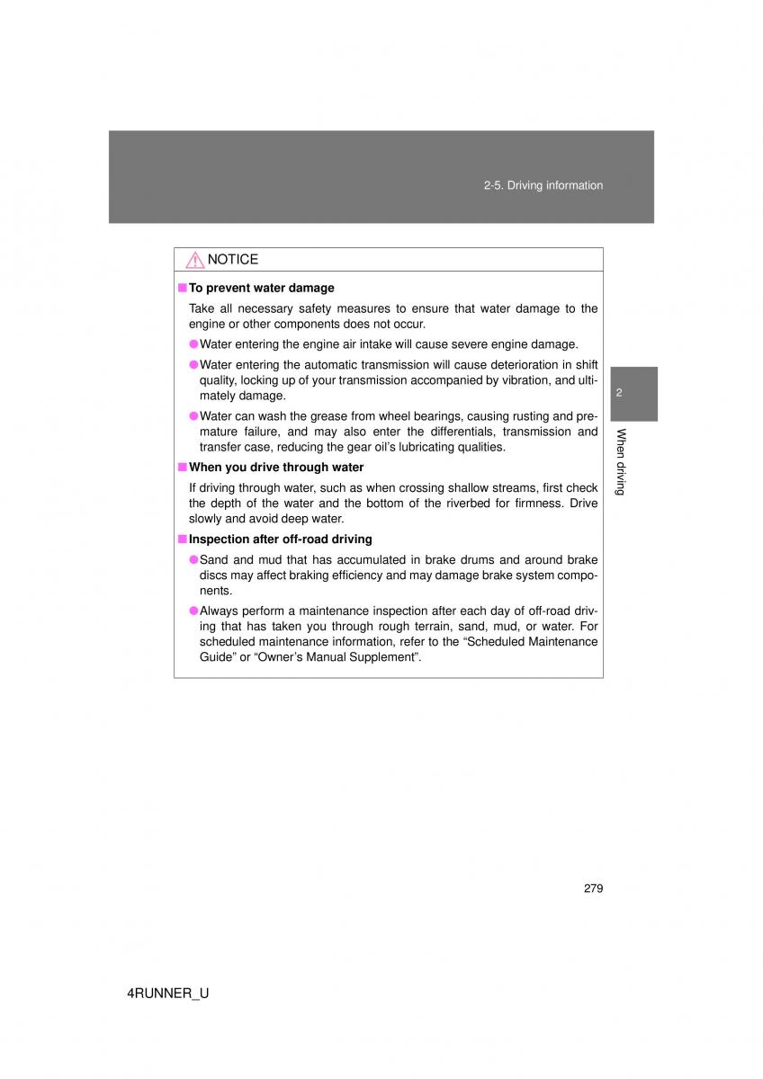 Toyota 4Runner 5 V N280 owners manual / page 248