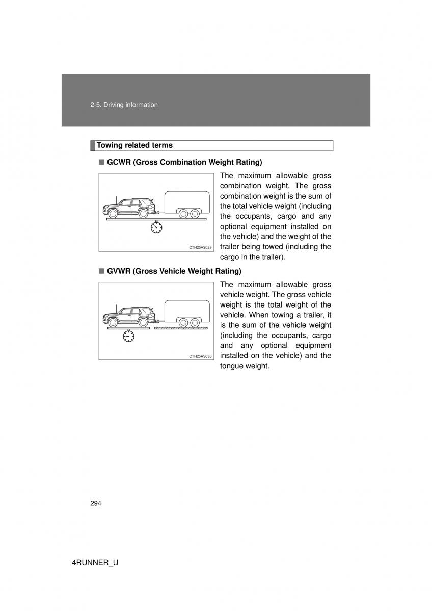 Toyota 4Runner 5 V N280 owners manual / page 263