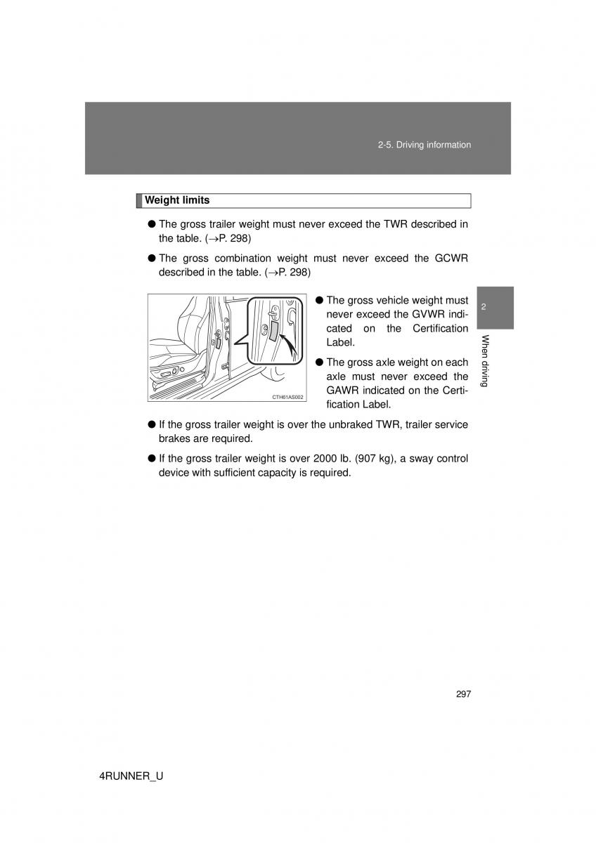 Toyota 4Runner 5 V N280 owners manual / page 266